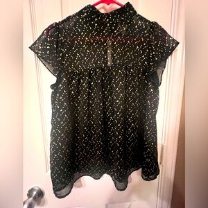 Add a little sparkle with this A New Day adorable black and gold top, size small